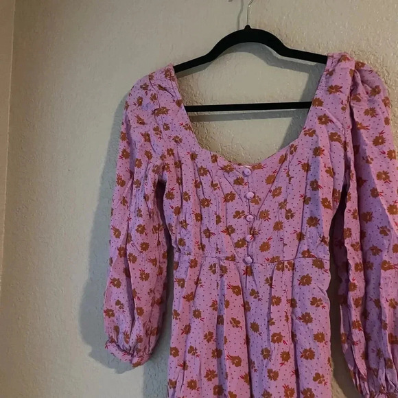 Billabong Heartland Dress Babydoll Floral Purple Small Beach Mini Dress - Picture 5 of 7